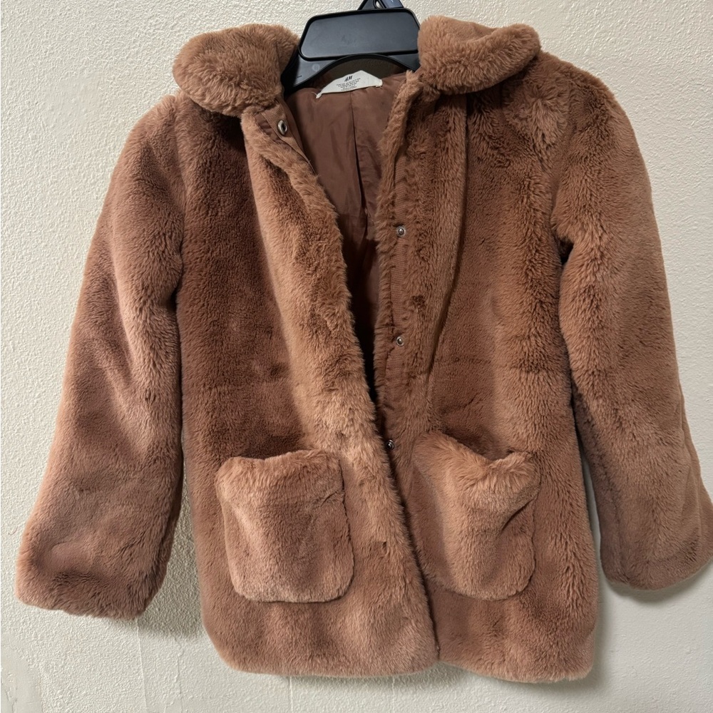 H & M girls pink Coat, size 9-10Y